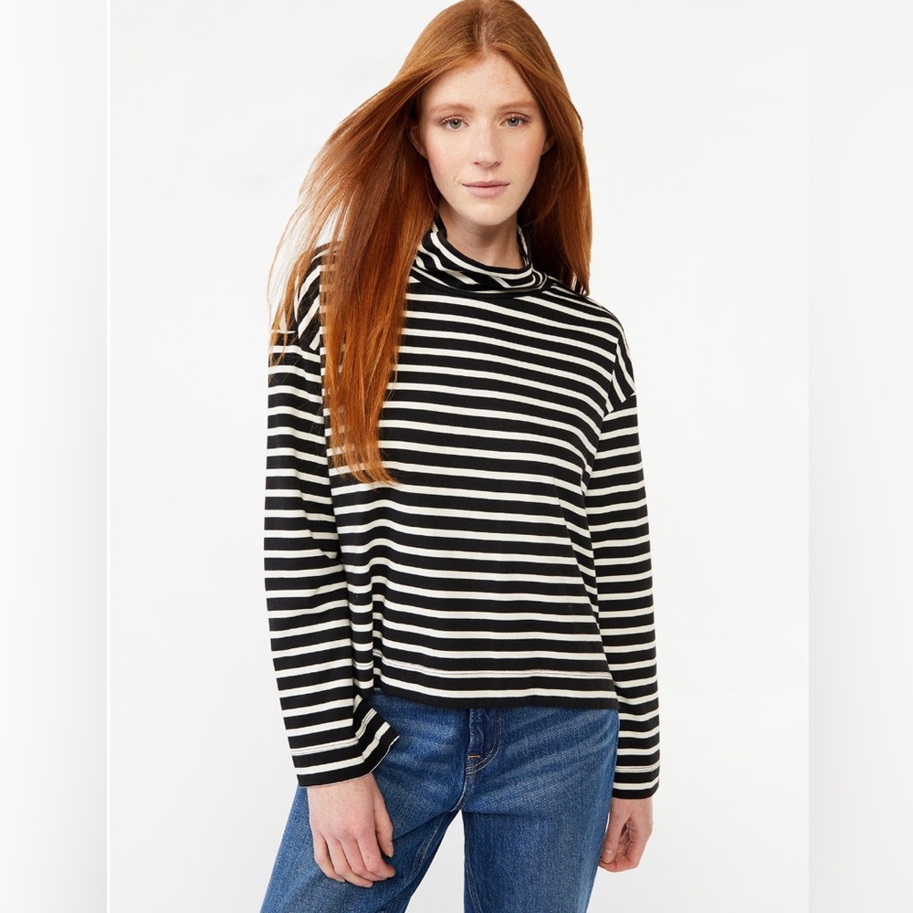 Free Assembly Women's Turtleneck Striped Sweater